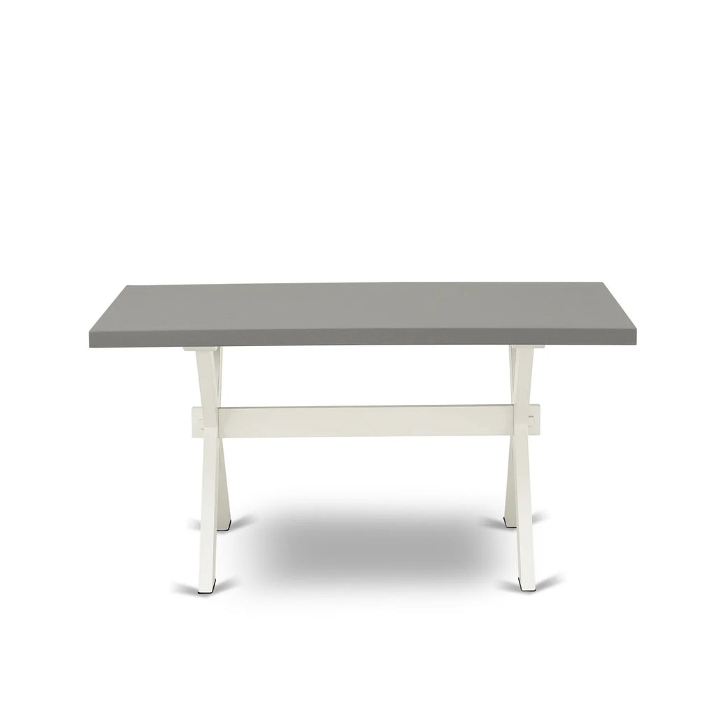 6 Piece Dining Table Set with 4 Grey Linen Fabric Chair and Bench Z117176
