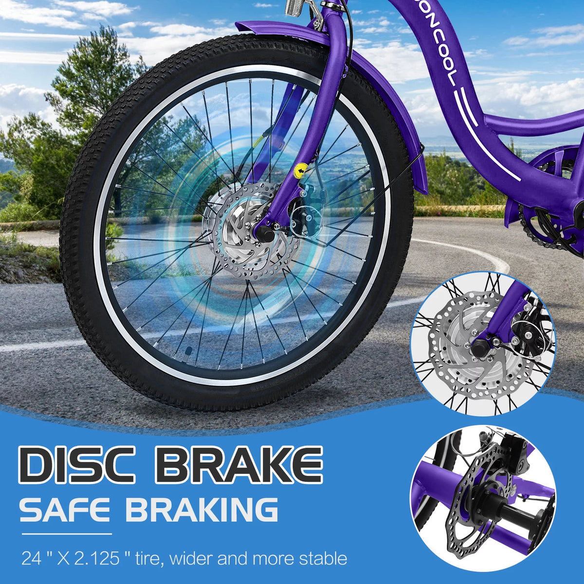 24'' 500W 7-Speed Electric Tricycle with Removable Battery I9547