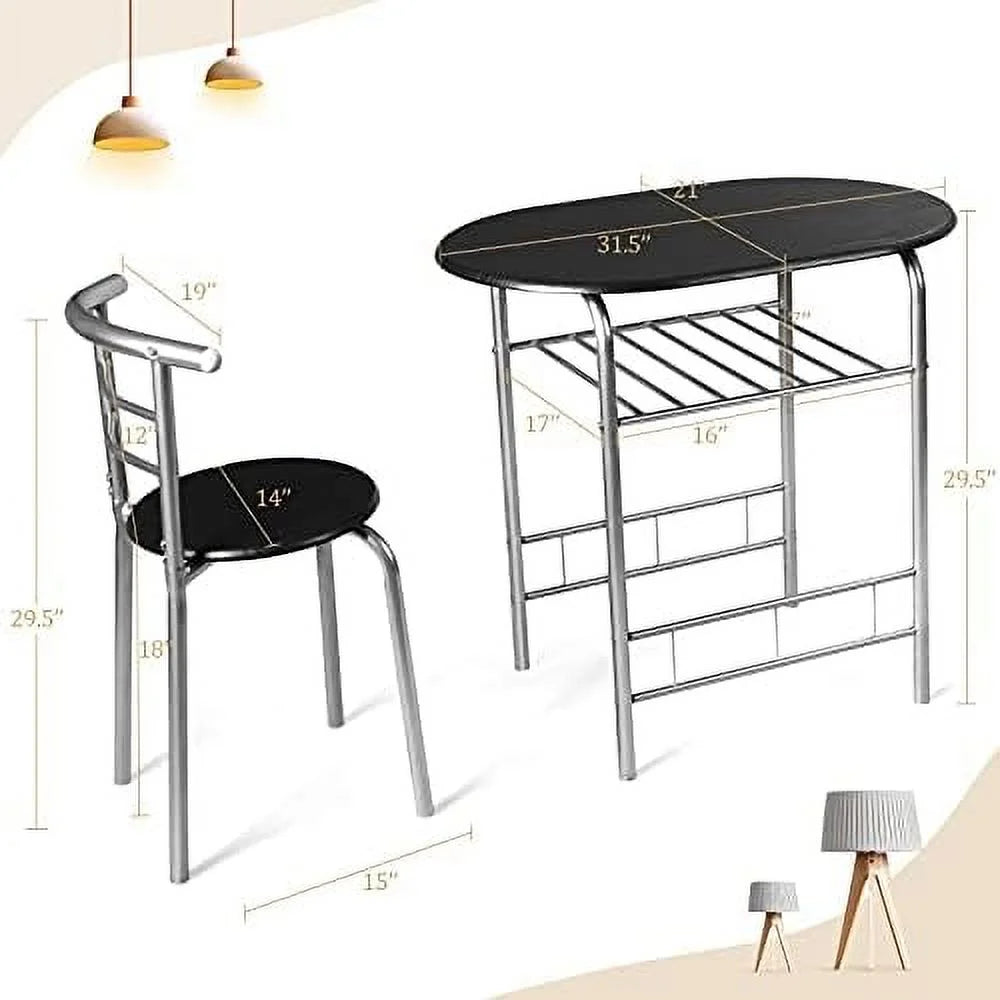 3 Piece Round Dining Table Set with 2 Stools R33897