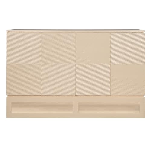 Queen Size White Wood Murphy Bed Cabinet with Storage Drawer U2845