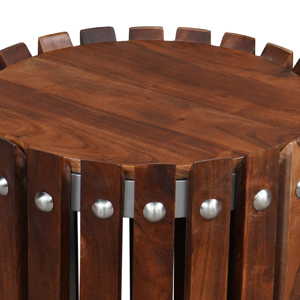 15 Inch Round Acacia Wood Side End Table U824955