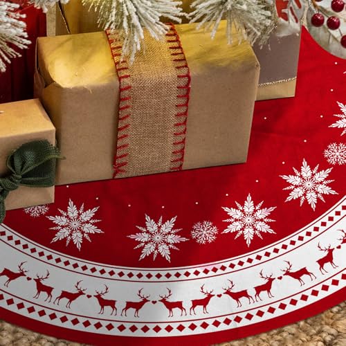 36 inch Snowflake Reindeer Christmas Tree Skirt J124