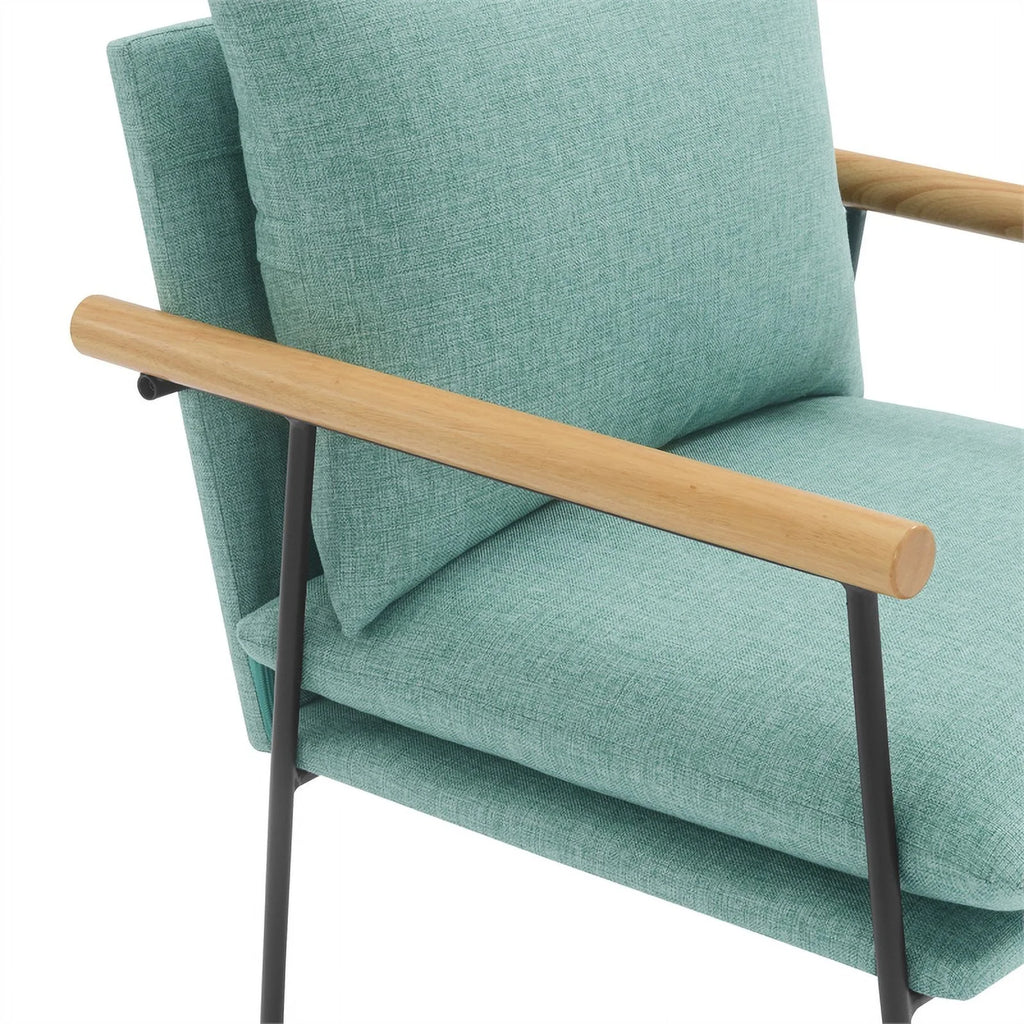 Sage Green Fabric Armchair with Black Sled Base Q38576