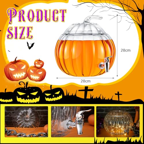 2 Pack 2 Gallon Glass Pumpkin Drink Dispenser with Spigot G69806