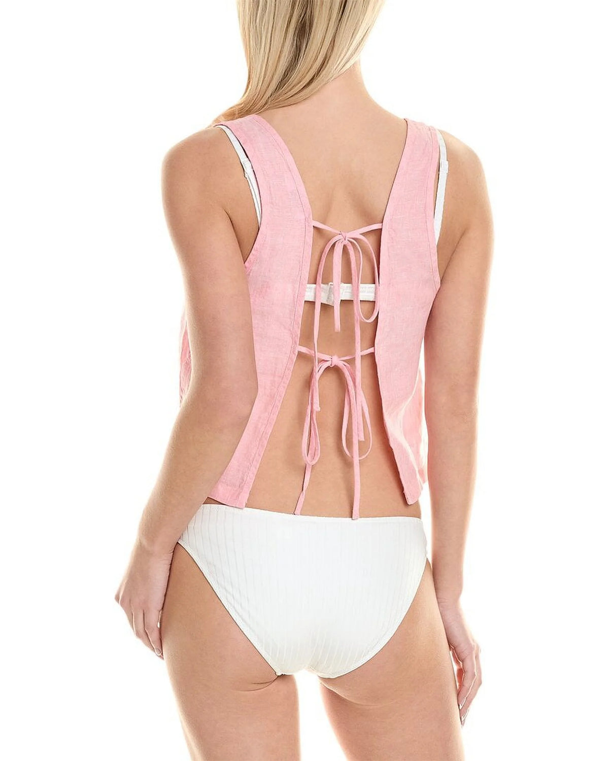 Pink Linen Tank W99839