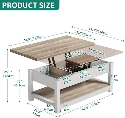 Lift Top Coffee Table Rustic Brown U93459