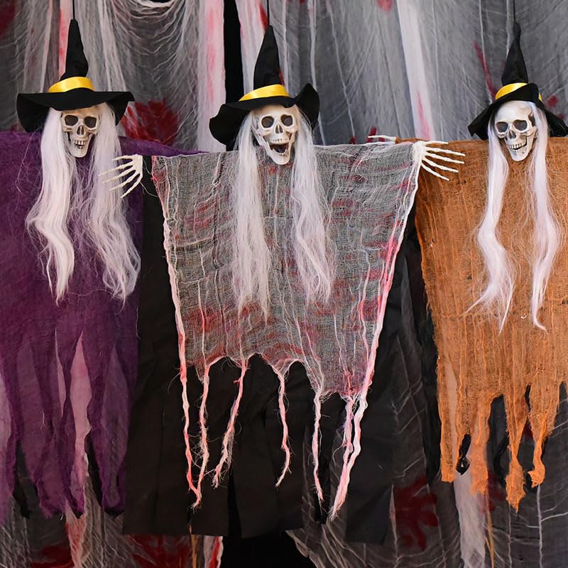 3 Pack Skeleton Ghosts Hanging Halloween Decorations Y56076