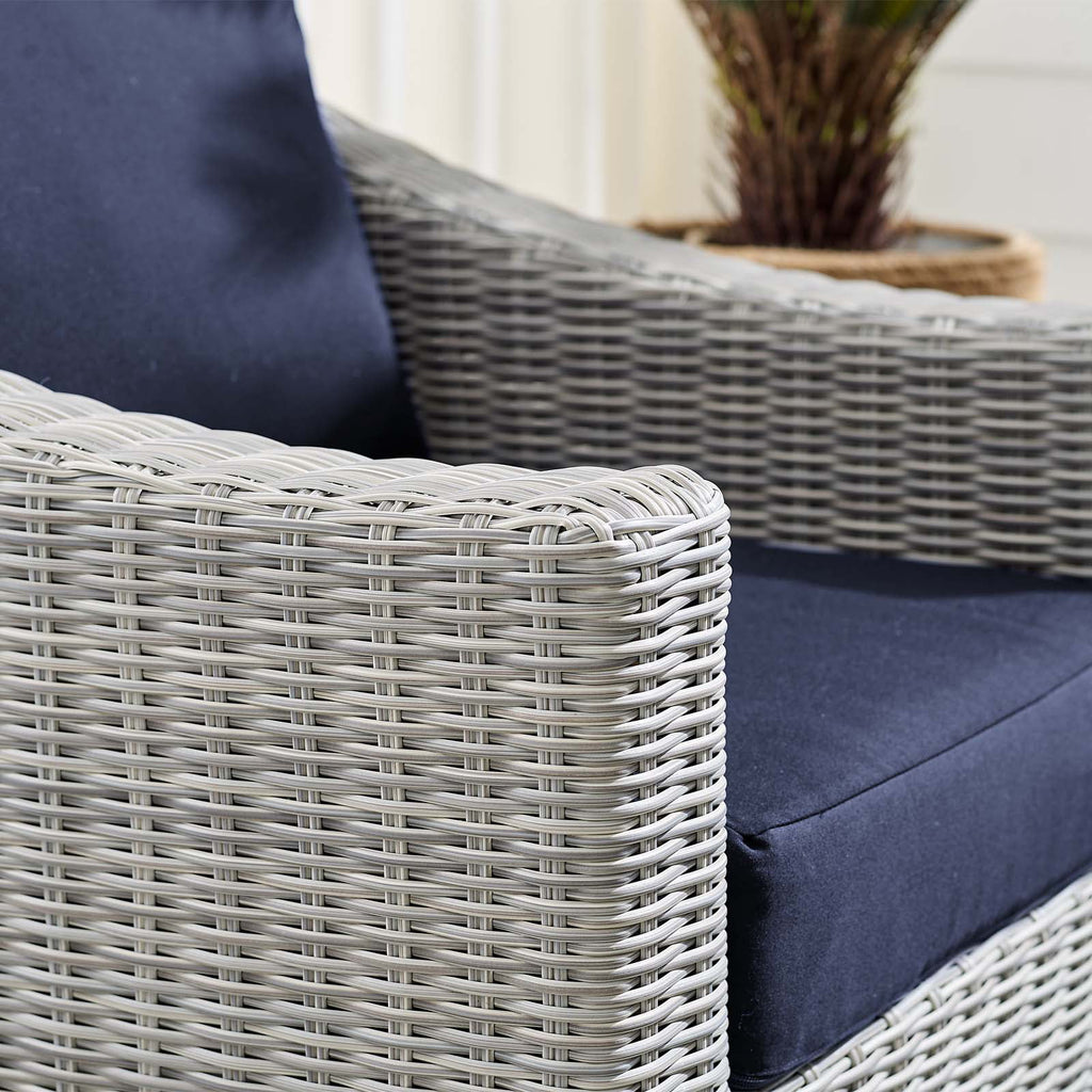 Light Gray Navy Wicker Rattan Outdoor Patio Armchair I897767