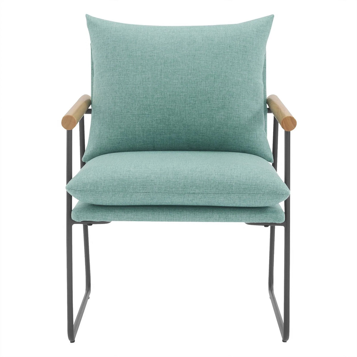 Sage Green Fabric Armchair with Black Sled Base Q38576