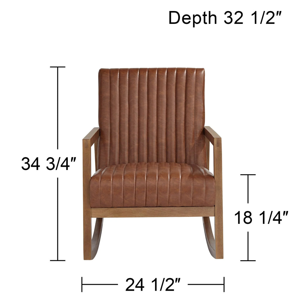 Rust Brown Wood Frame Rocking Chair M681