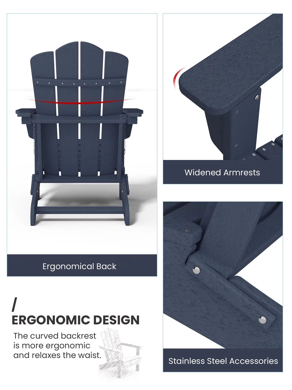 Folding Adirondack Chair Blue D224994