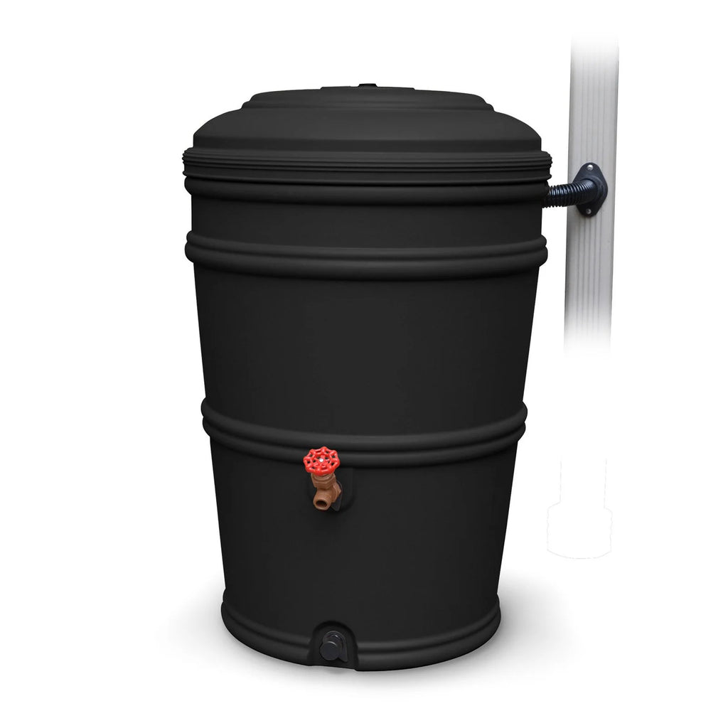 45 gal. Recycled Black Rain Barrel with Diverter System T581093