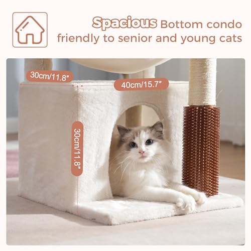32 Inches Gray Cat Tree with Hammock and Scratching Post N431454