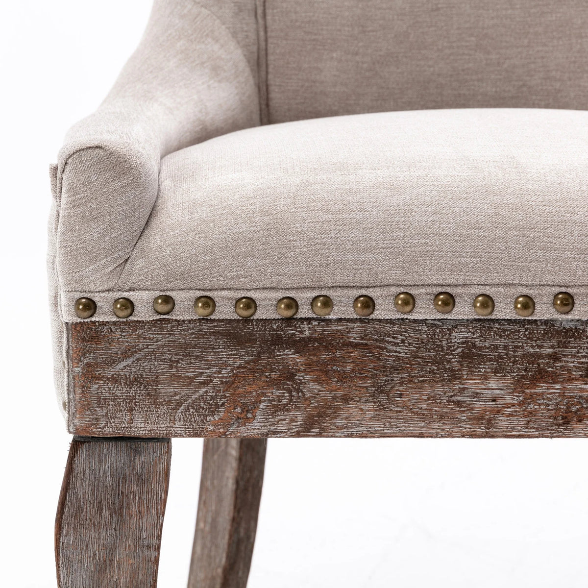 Beige Upholstered Fabric Dining Chairs Set of 6 with Solid Wood Legs H45681