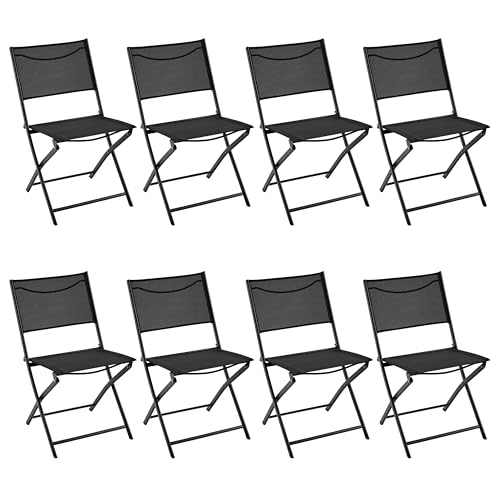 Black Set of 4 Metal Folding Dining Chairs Q1821