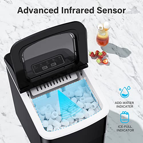 Countertop Ice Maker Machine, 26Lbs/24H Self-Cleaning, 9 Cubes in 6mins, Black M45608