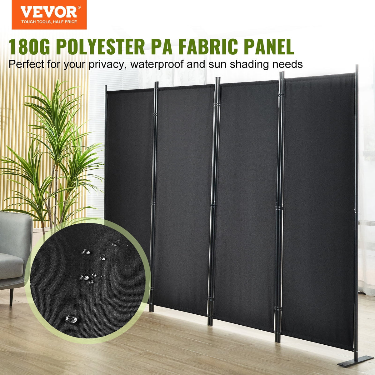 4-Panel Folding Fabric Room Divider T367756