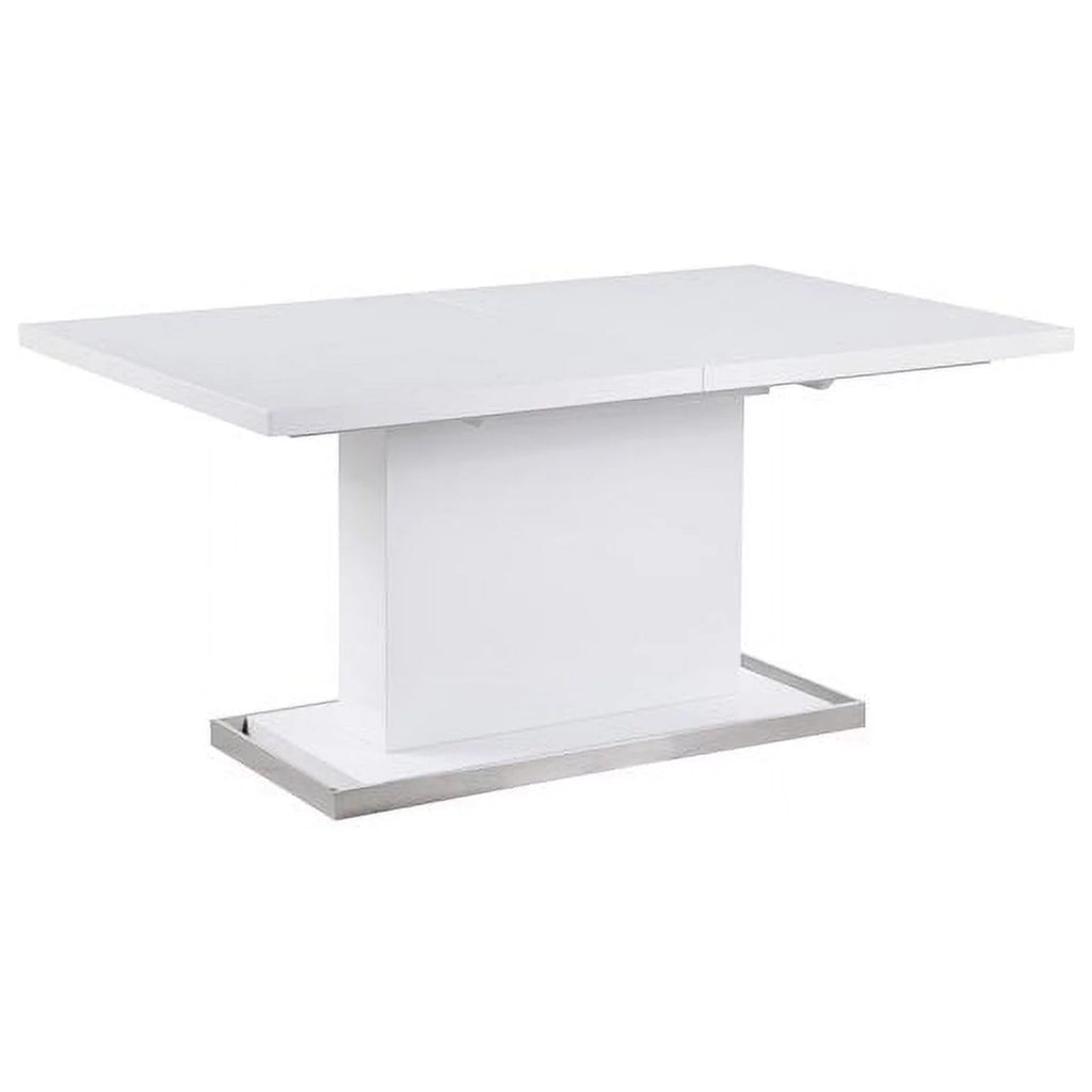 White Extendable Steel and Wood Dining Table E866245