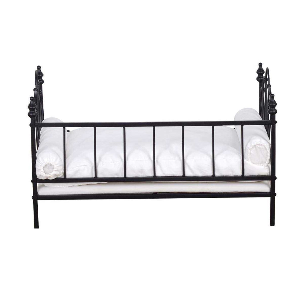 Dog Bed with Metal Frame and White Velvet Cushion V267