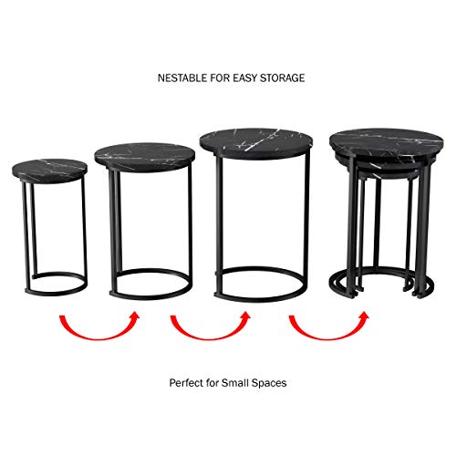 Set of 3 Round Faux Marble Nesting Tables S7446