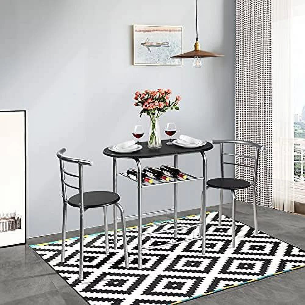 3 Piece Round Dining Table Set with 2 Stools R33897