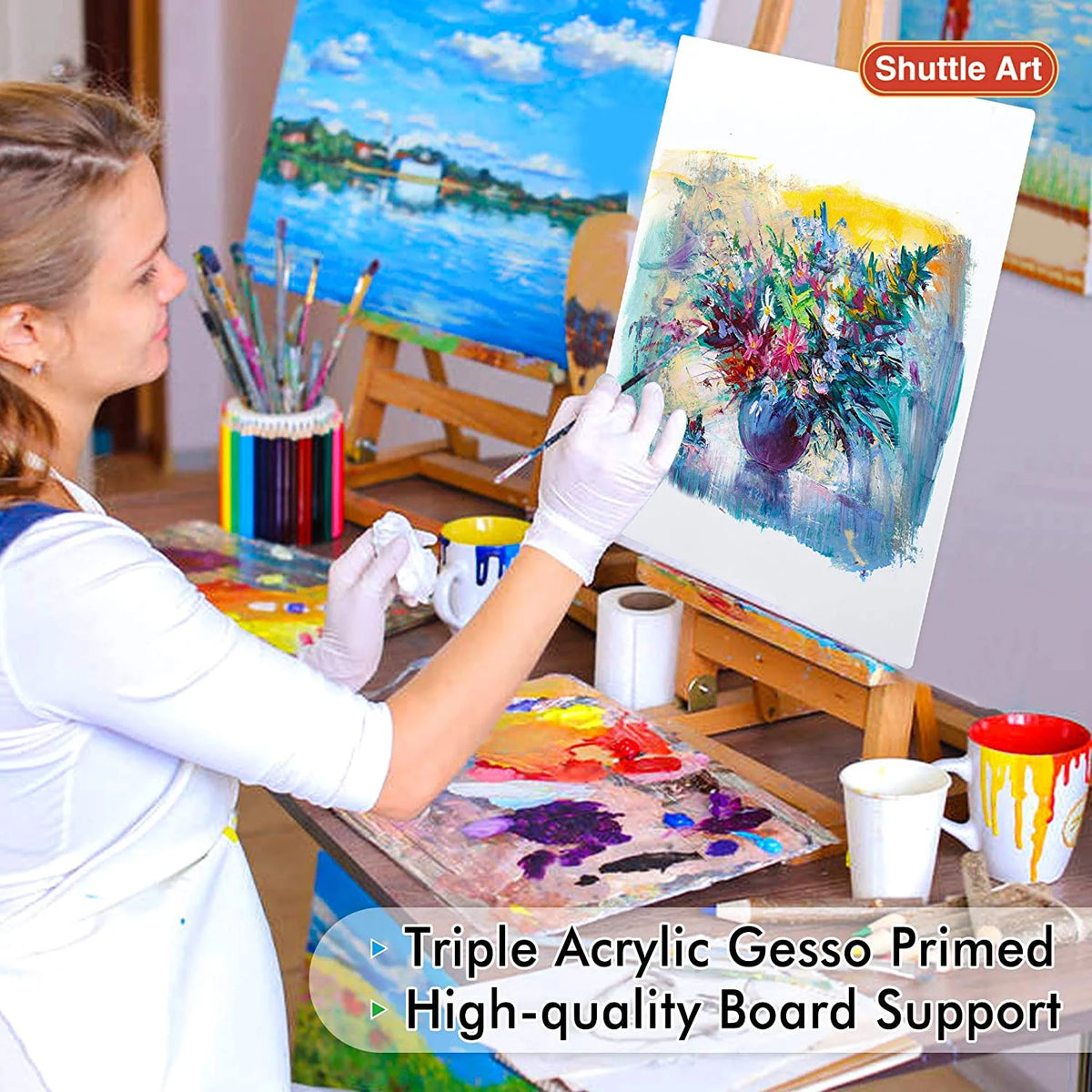 Painting Canvas Panel, 36 Multi Pack, 100% Cotton White K553126