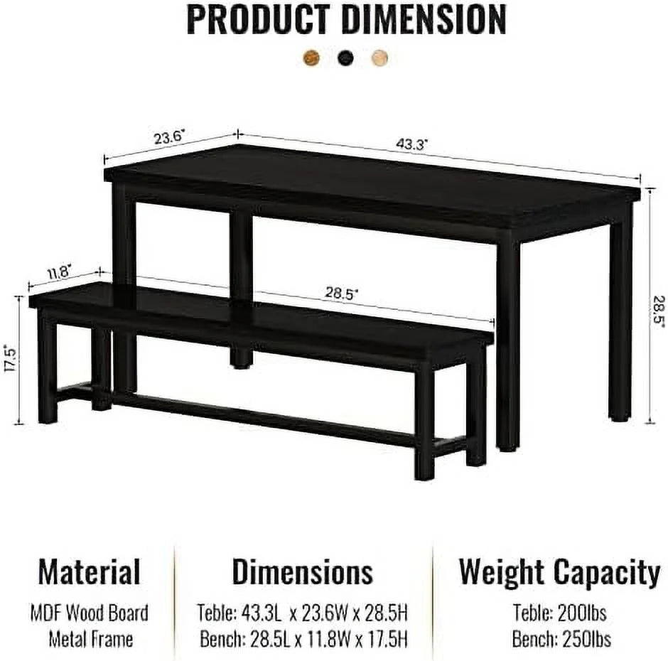 Black 4 Person Space Saving Kitchen Table Set with Rack R9737