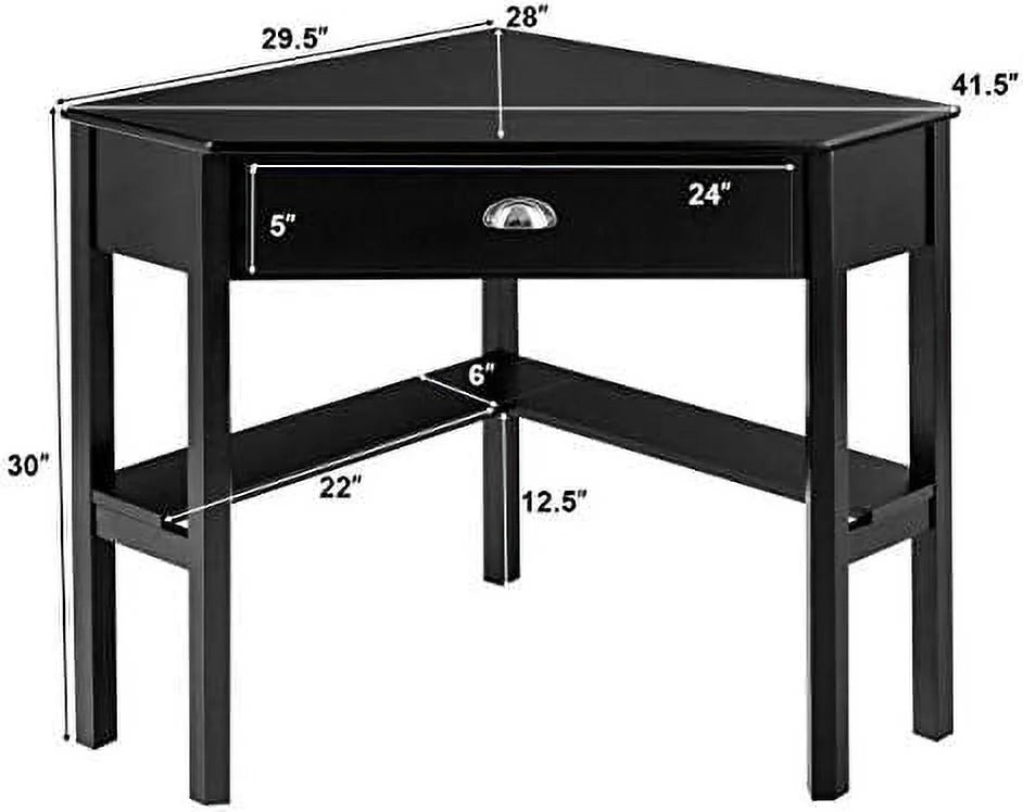 Grey Corner Desk with Drawer and Shelves W362933