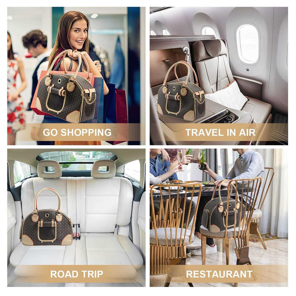 Fashion Pu Leather Dog Carrier Handbag Purse Cat Tote Bag I14587