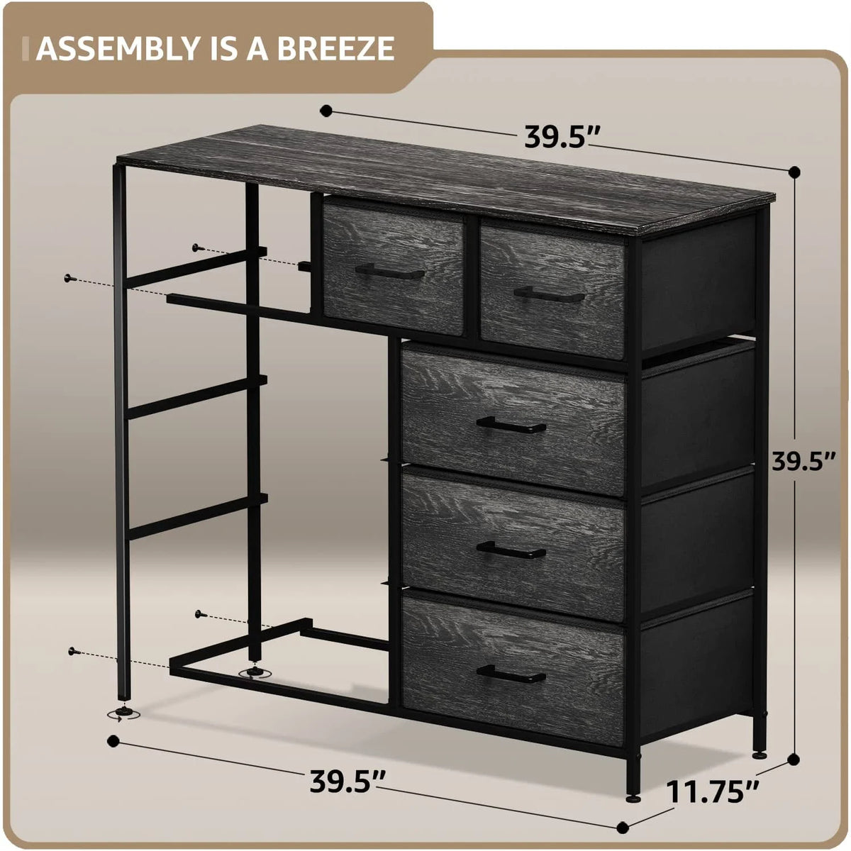 9 Drawer Fabric Dresser D303835
