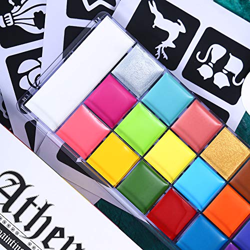 20 Colors Face Body Paint Oil Makeup Set with Mixing Palette and Brushes B474