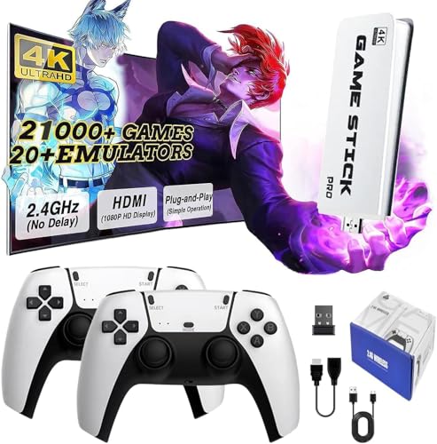 Wireless Retro Game Console Stick 20000+ Classic Games 4K HDMI 64GB Black P7157