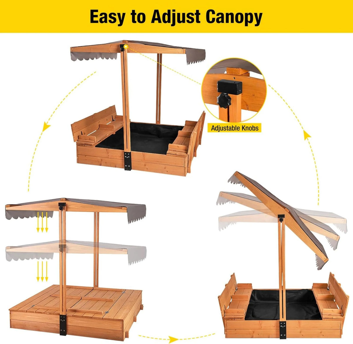 47'' Wooden Sandbox with Lid and Bench A629931