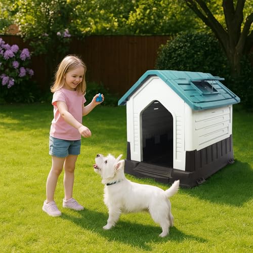 Waterproof Plastic Dog House with Air Vents and Elevated Floor U8539
