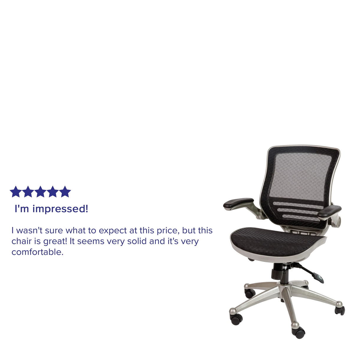 Mid-Back Transparent Black Mesh Executive Swivel Office Chair with Flip-Up Arms X756338
