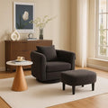 Black Chenille Swivel Accent Chair with Ottoman I908