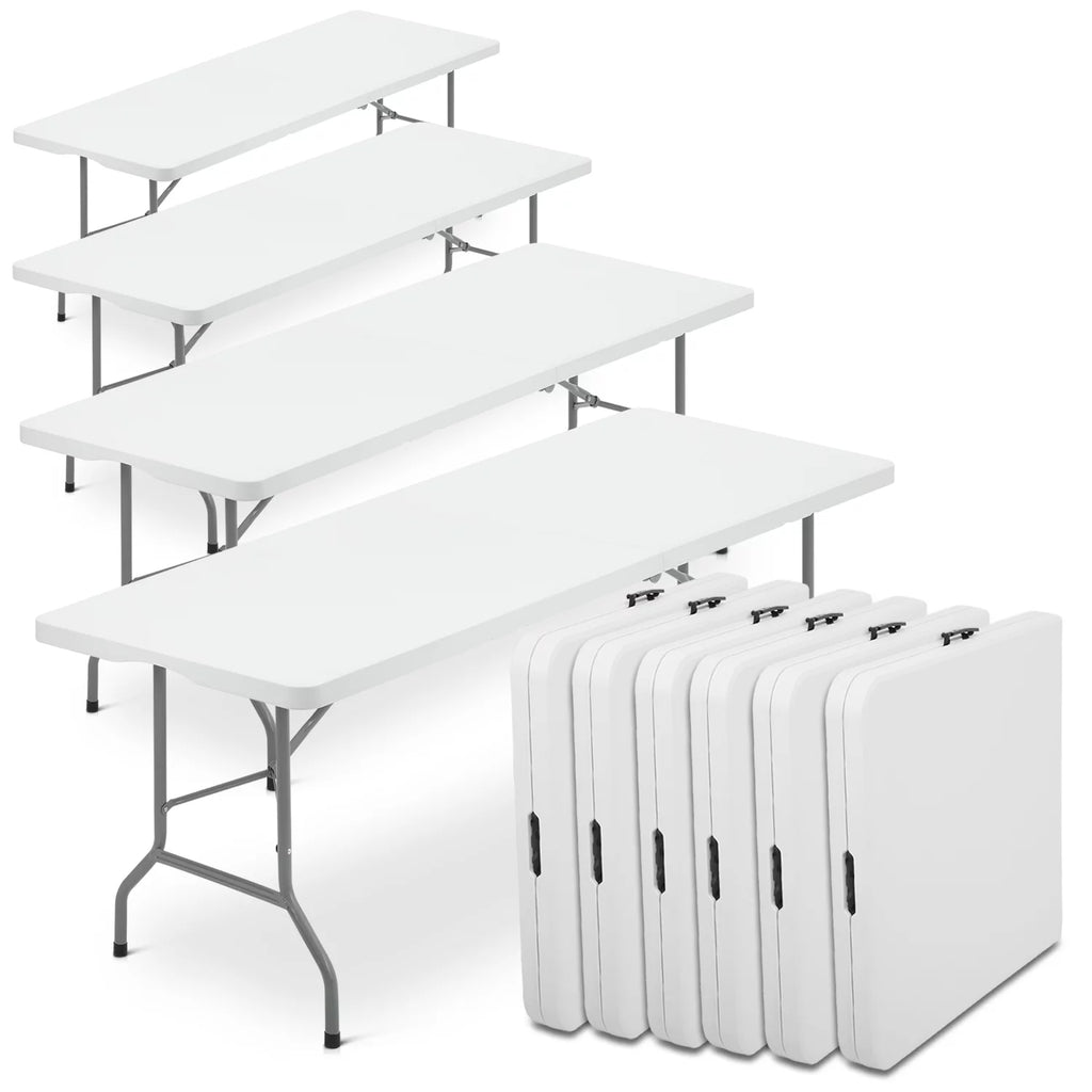 10 Pack 8Ft White Folding Plastic Utility Table N1596