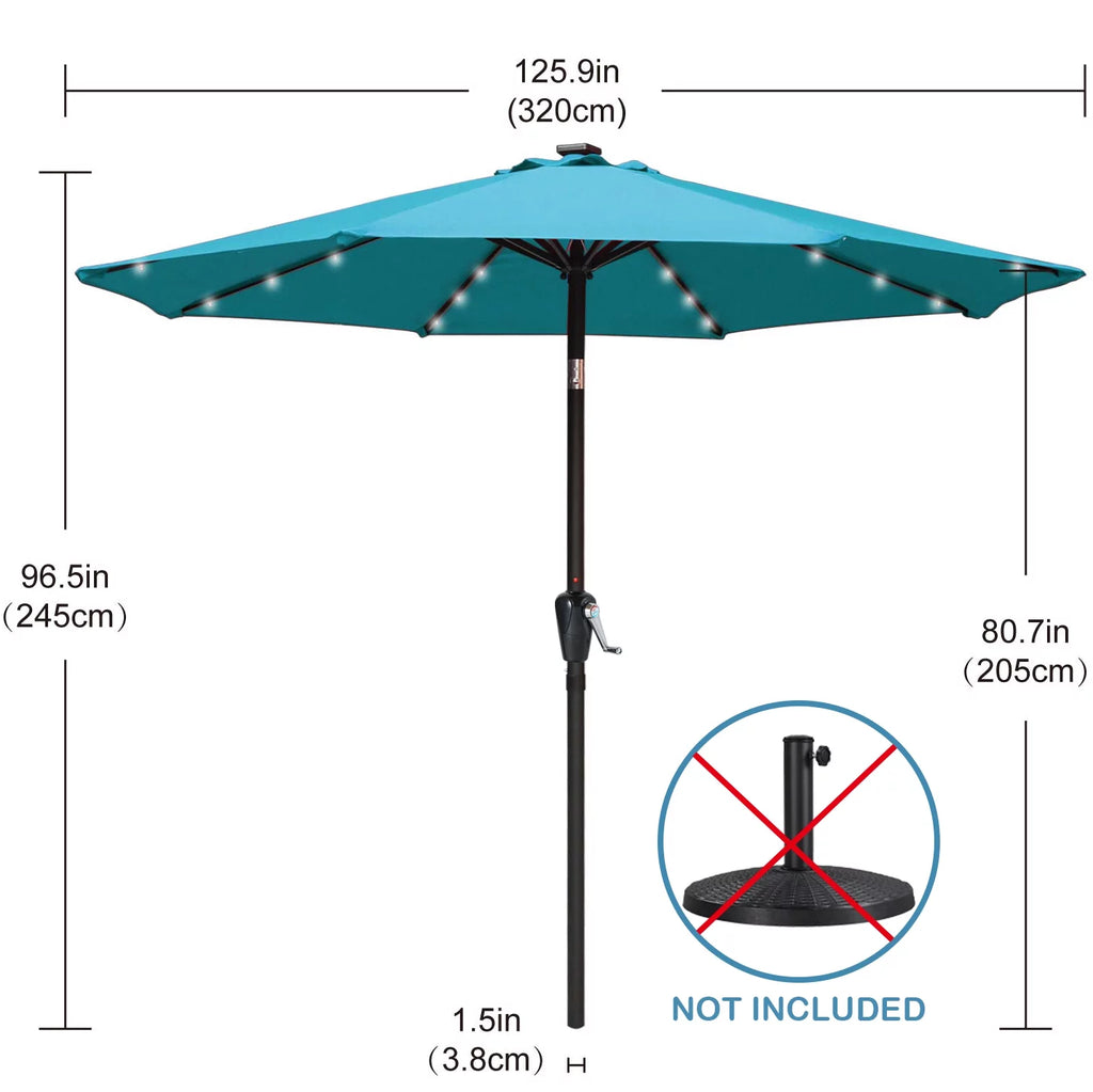 10.5ft Solar LED Patio Umbrella with Tilt and Crank T821