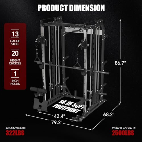 Power Cage with Barbell, LAT-Pull Down & Cable Crossover System B725049