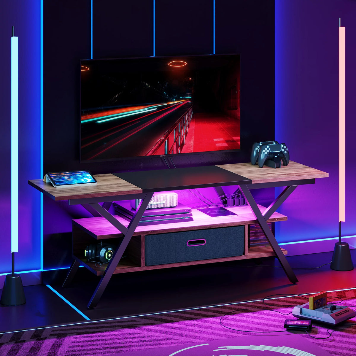 Modern TV Stand with LED & Outlets for TVs up to 65" L60670