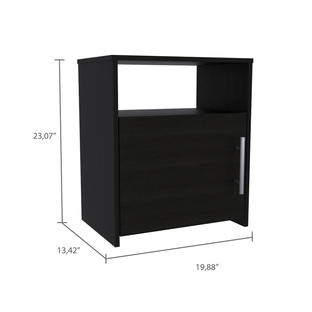 Black 3 Piece Bedroom Set with Shoe Rack and 2 Nightstands Y83856