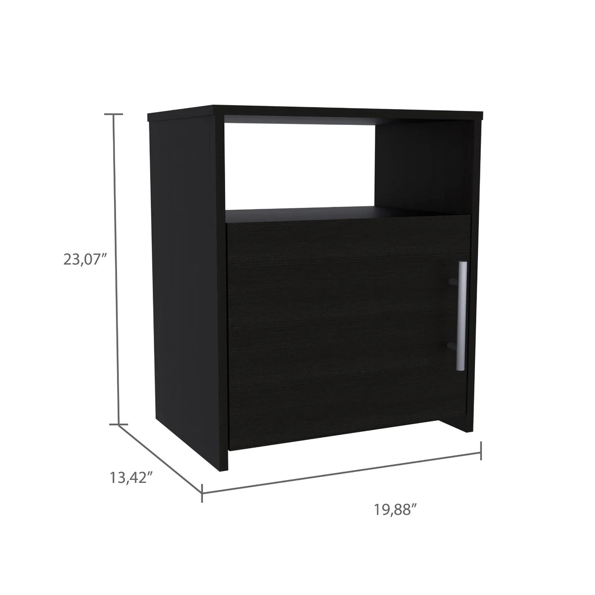 Black 3 Piece Bedroom Set with Shoe Rack and 2 Nightstands Y83856