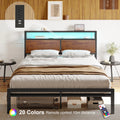 Queen Size Metal Platform Bed Frame with Wooden Headboard M89649