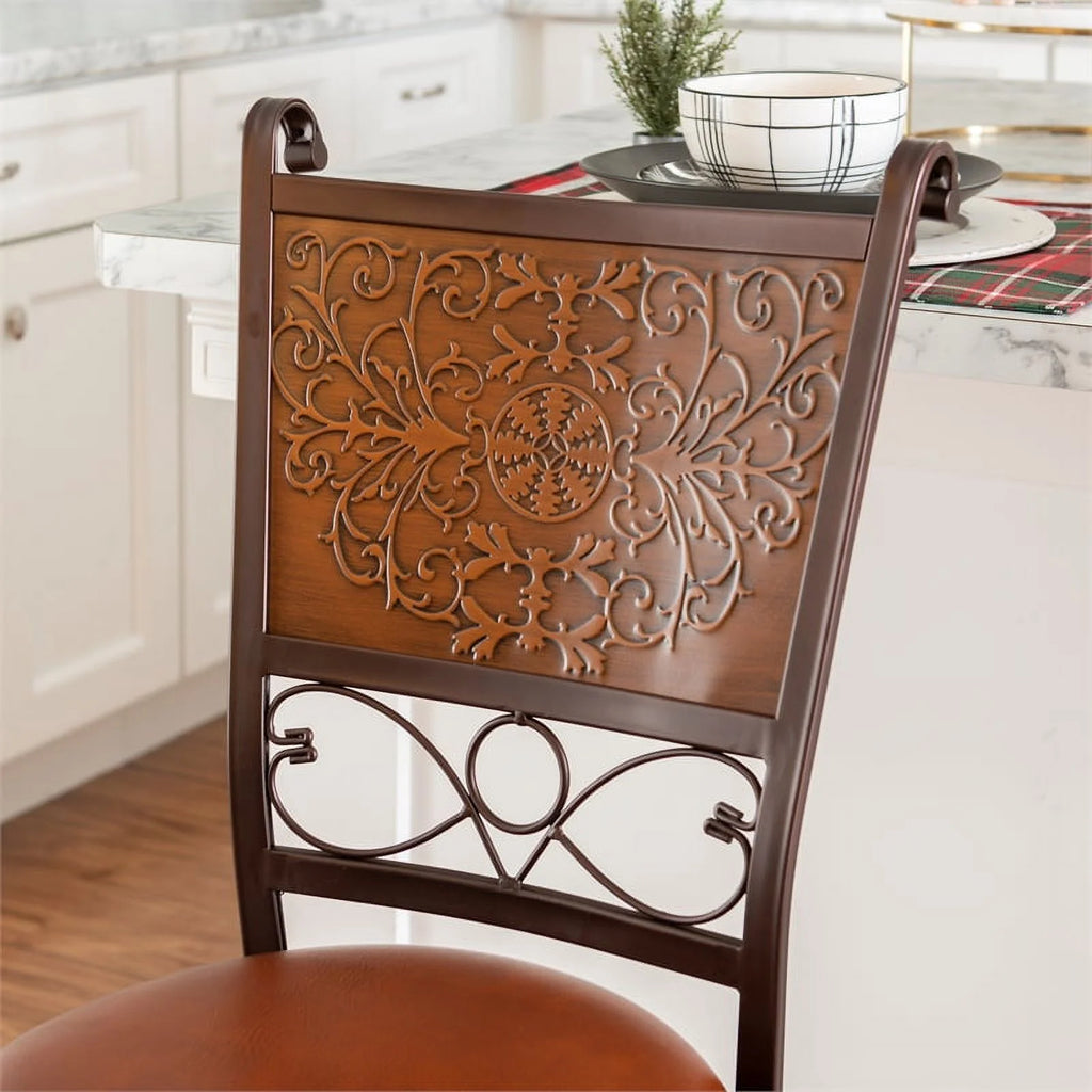 24" Metal Stamped Back Swivel Counter Stool Q26499