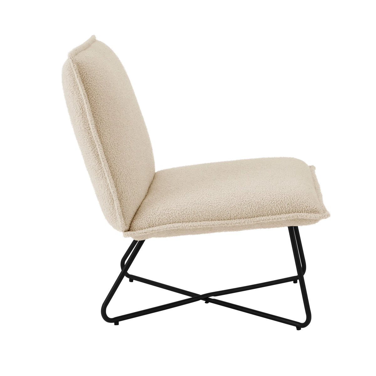 Beige Sherpa Accent Chair with Black Metal Legs X71889