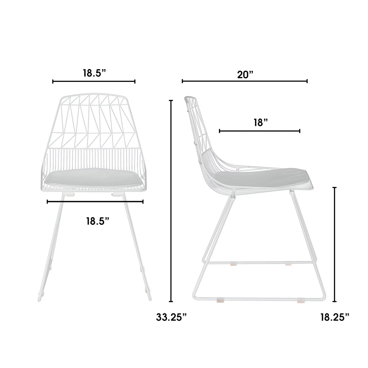 French White Metal Dining Chair Set of 2 Z978400