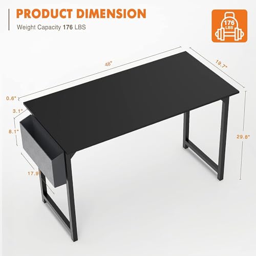 32 Inch Small Computer Office Desk with Storage Bag & Headphone Hooks K9781
