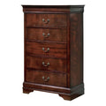 5 Drawer Wood Chest in Warm Dark Brown M6655