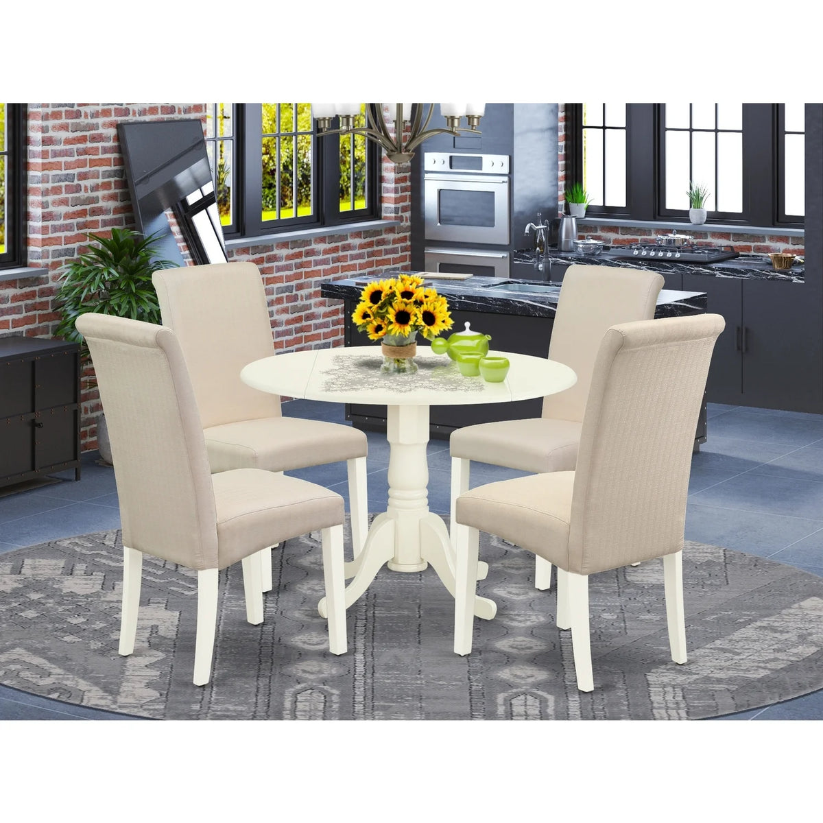 Antique 5Pc Dining Set with Drop Leaves Table and 4 Chairs V900710
