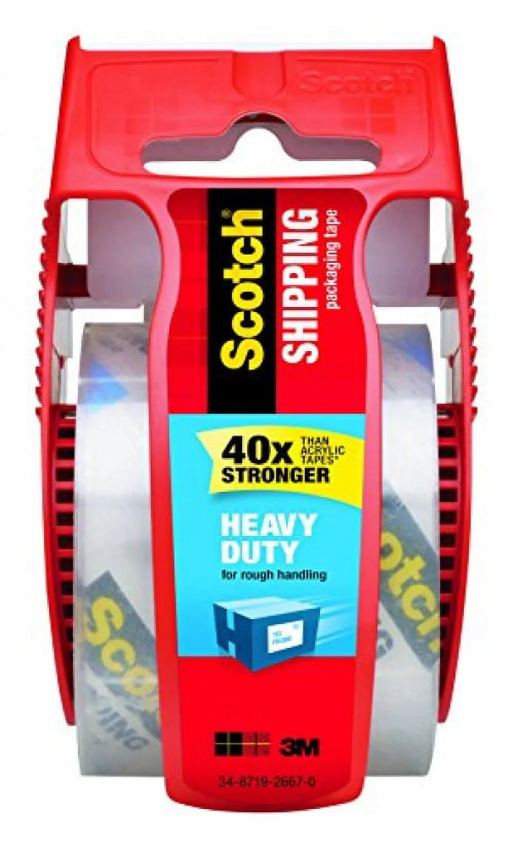 Heavy-Duty Packaging Tape With Dispenser, 1.88" X 66.66 Ft, Clear, 6/Pack M250